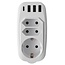 Doorvoerstekker met USB lader - 3 contacten + 4 USB-A/USB-C poorten - 3,1A / wit