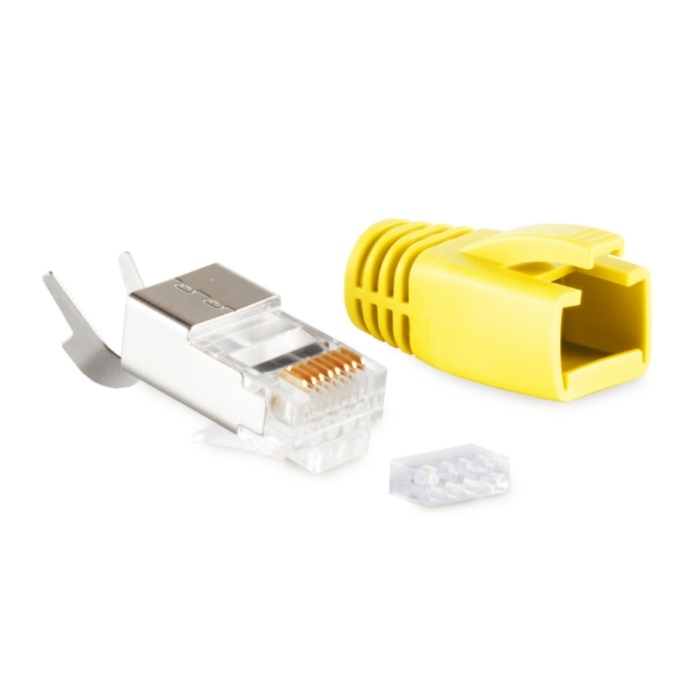 RJ45 Stekker met Gele Tule - CAT5 en CAT6 - Per stuk - 8P8C - STP - Trekontlasting