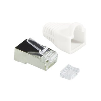 LogiLink RJ45 krimp connectoren (STP) voor CAT6 netwerkkabel (flexibel) - 100 stuks (3-delig) / wit