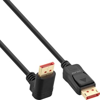 InLine Premium DisplayPort kabel - 90° haaks naar boven - versie 1.4 (5K/8K 60Hz) / zwart - 5 meter InLine Premium DisplayPort kabel - 90° haaks naar boven - versie 1.4 (5K/8K 60Hz) / zwart - 5 meter