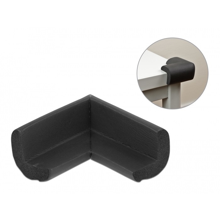 Hoekbeschermer met zelfklevend pad - 70 x 67 x 35 mm / zwart schuim