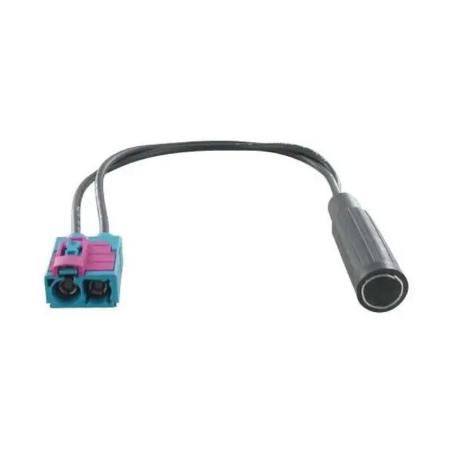 2x Fakra Z (v) - DIN (v) auto antenne adapter kabel - RG174 - 50 Ohm / zwart - 0,15 meter