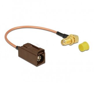 DeLOCK Fakra F (v) - SMA (v) haaks adapter kabel - RG316 - 50 Ohm / transparant - 0,20 meter
