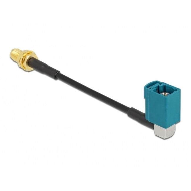 Fakra Z (v) haaks - SMA (v) adapter kabel - RG174 - 50 Ohm / zwart - 0,10 meter