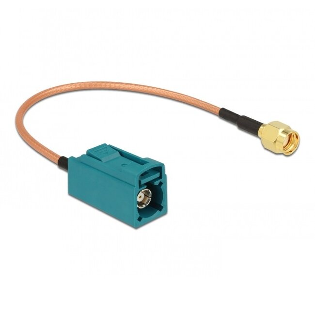 Fakra Z (v) - RP-SMA (m) adapter kabel - RG316 - 50 Ohm / transparant - 0,20 meter