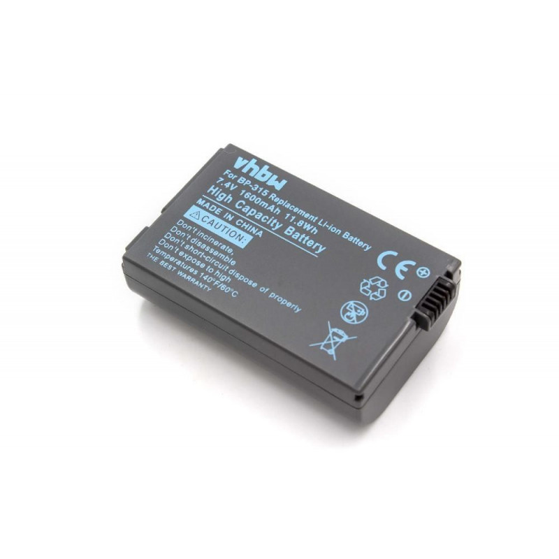 Camera accu compatibel met Canon BP-308, BP-310 en BP-315 / 1620 mAh