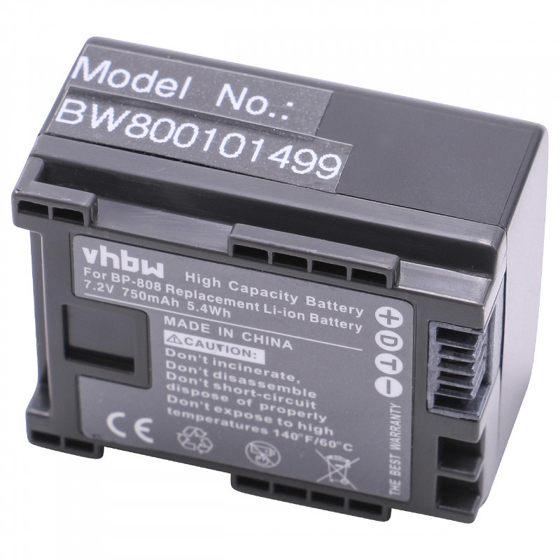 Camera accu compatibel met Canon BP-808 / 750 mAh