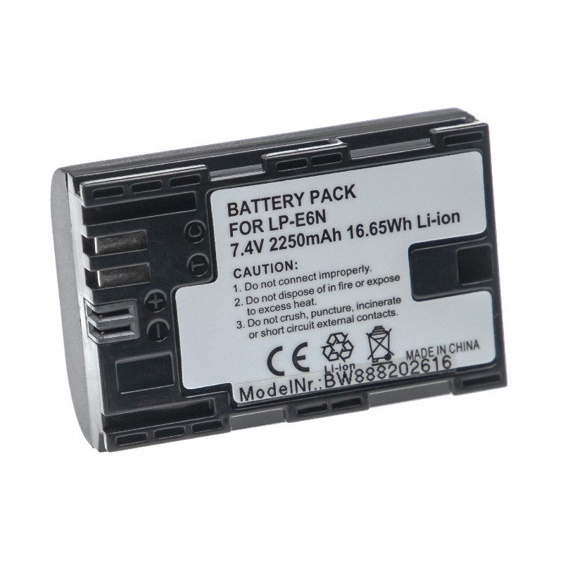Camera accu compatibel met Canon LP-E6N en LP-E6NH / 2250 mAh