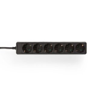 Universal Stekkerdoos met 6 contacten / zwart - 1,4 meter
