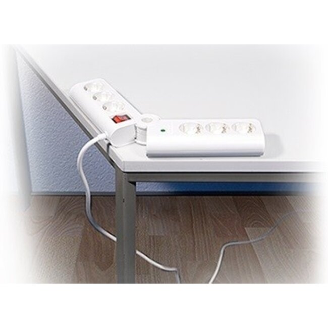 Stekkerdoos met 6 contacten, overspanningsbeveiliging en inklapbaar design / wit - 5 meter