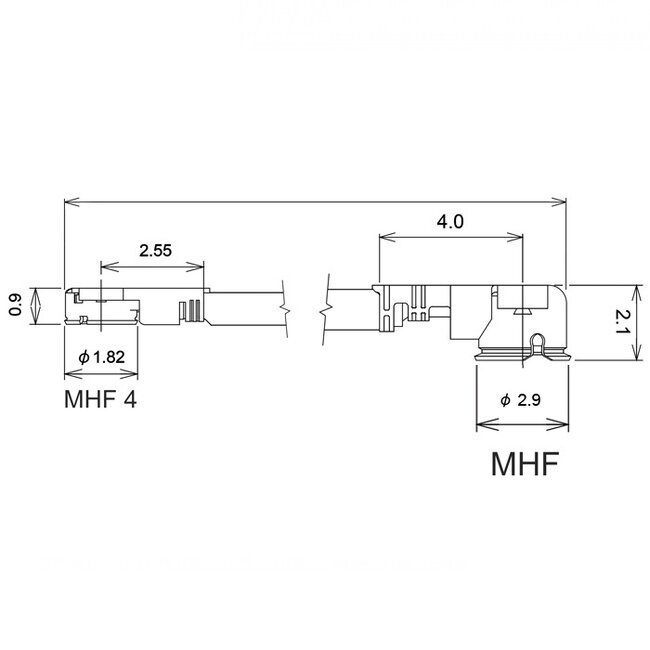 MHF I (v) - MHF 4L (v) kabel - Micro Coax (1,13 mm) - 50 Ohm / zwart - 0,10 meter