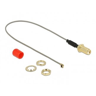 DeLOCK MHF I (v) - SMA (v) kabel met ferriet kern - Micro Coax (1,13 mm) - 50 Ohm / grijs - 0,20 meter