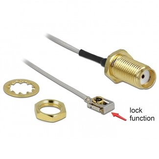 DeLOCK MHF I LK (v) - SMA (v) kabel - Micro Coax (1,13 mm) - 50 Ohm / grijs - 0,35 meter