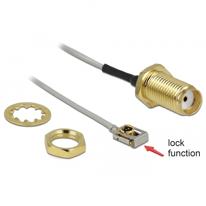 DeLOCK 89930. Lengte snoer: 0,2 m, Aansluiting 1: SMA, Aansluiting 2: MHF I LK. Lengte: 20 cm. Aantal per verpakking: 1 stuk(s), Type verpakking: Polybag