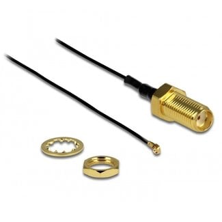 DeLOCK MHF 4 (v) - SMA (v) kabel - Micro Coax (0,81 mm) - 50 Ohm / zwart - 0,20 meter