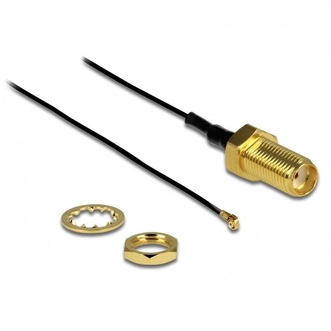 MHF 4 (v) - SMA (v) kabel - Micro Coax (0,81 mm) - 50 Ohm / zwart - 0,20 meter