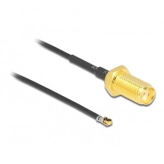 DeLOCK MHF 4L LK (v) - SMA (v) kabel - Micro Coax (1,37 mm) - 50 Ohm / zwart - 0,50 meter