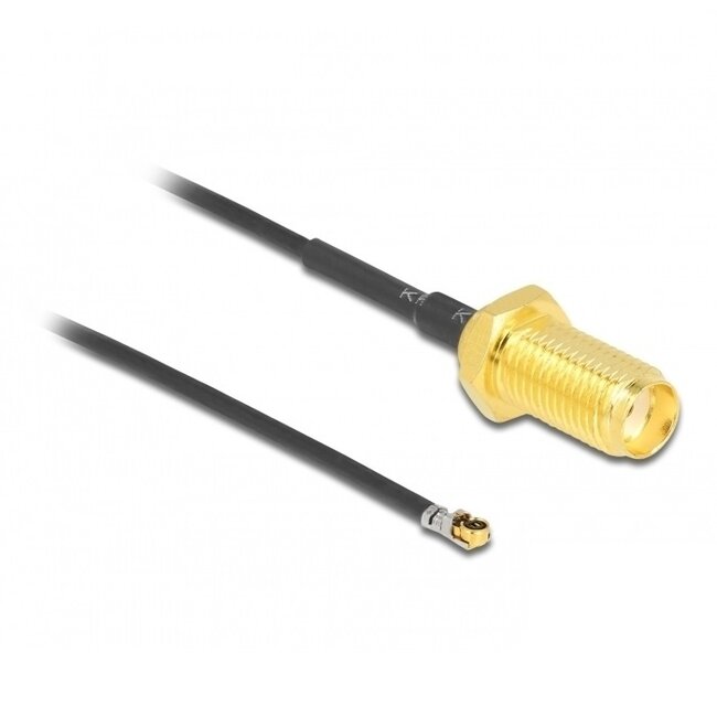 MHF 4L LK (v) - SMA (v) kabel - Micro Coax (1,37 mm) - 50 Ohm / zwart - 0,50 meter