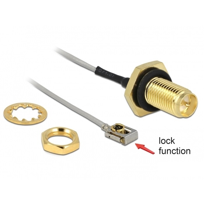 DeLOCK 89926. Lengte snoer: 0,1 m, Aansluiting 1: SMA, Aansluiting 2: MHF I LK. Lengte: 10 cm. Aantal per verpakking: 1 stuk(s), Type verpakking: Polybag