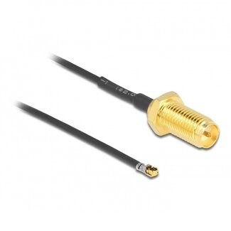 DeLOCK MHF 4L LK (v) - RP-SMA (v) kabel - Micro Coax (1,37 mm) - 50 Ohm / zwart - 0,50 meter