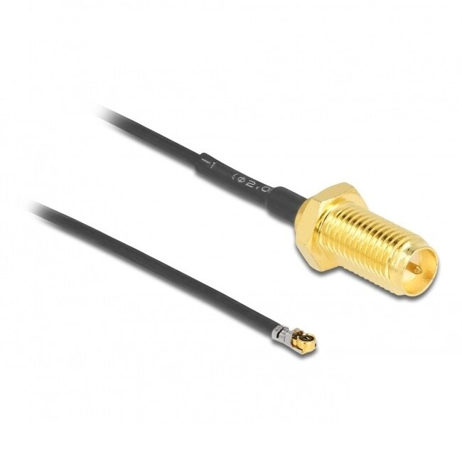 MHF 4L LK (v) - RP-SMA (v) kabel - Micro Coax (1,37 mm) - 50 Ohm / zwart - 0,50 meter
