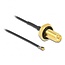 MHF 4L LK (v) - RP-SMA (v) kabel met afdichtring - Micro Coax (1,37 mm) - 50 Ohm / zwart - 0,50 meter