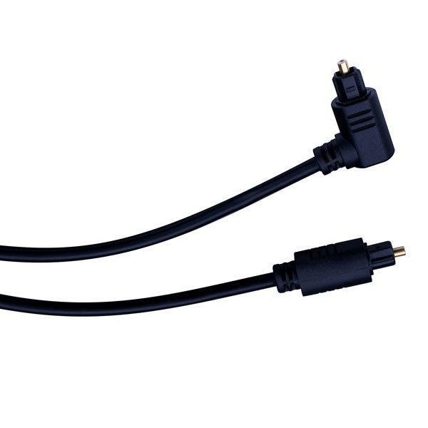 Digitale optische Toslink audio kabel met haakse connector - 4mm / zwart - 1 meter