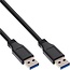 USB naar USB kabel - USB3.0 - tot 2A / zwart - 1,5 meter