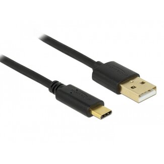 DeLOCK USB-C naar USB-A snellaadkabel - USB2.0 - tot 3A / zwart - 1 meter