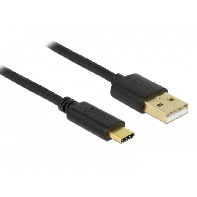 USB-C - USB-A kabel | verguld | USB2.0 | QC 18W | zwart | 1 meter