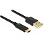 USB-C - USB-A kabel | verguld | USB2.0 | QC 18W | zwart | 1 meter