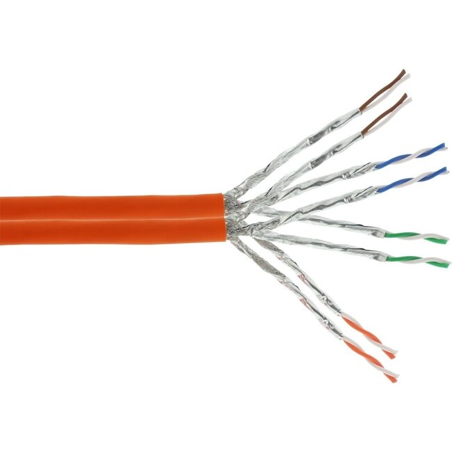 S/FTP CAT7 10 Gigabit 1000 MHz duplex netwerkkabel met vaste aders - AWG23 - LSZH / oranje - 500 meter