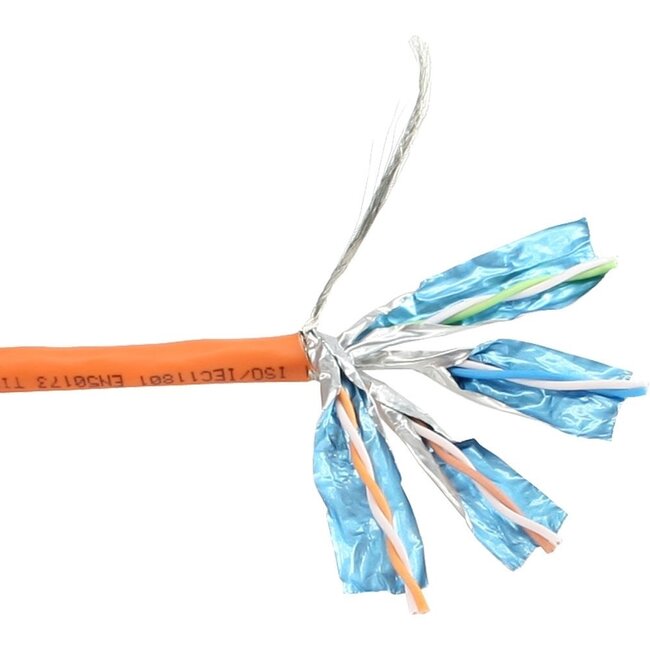 S/FTP CAT7 10 Gigabit 1000 MHz netwerkkabel met vaste aders - AWG23 - LSZH  / oranje - 100 meter