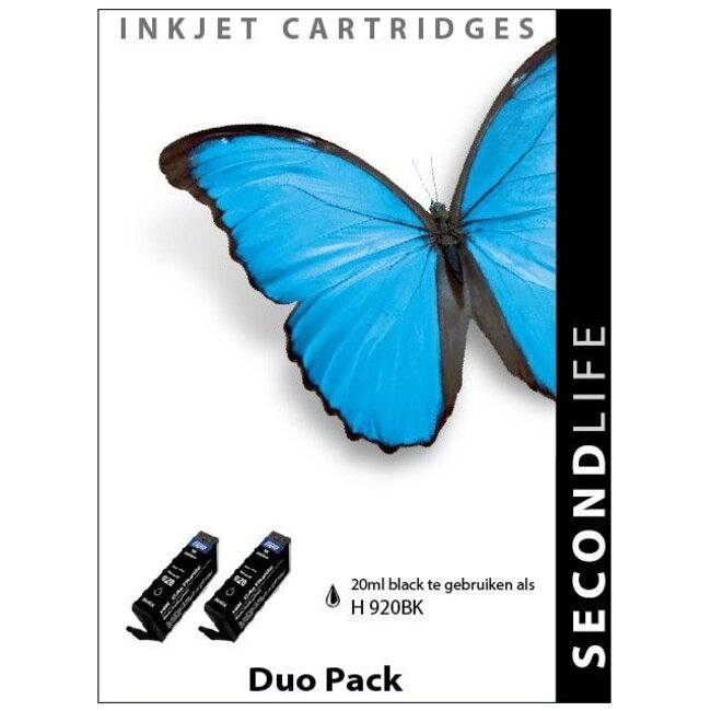 SecondLife Duopack inkt cartridges zwart voor HP type HP 920
