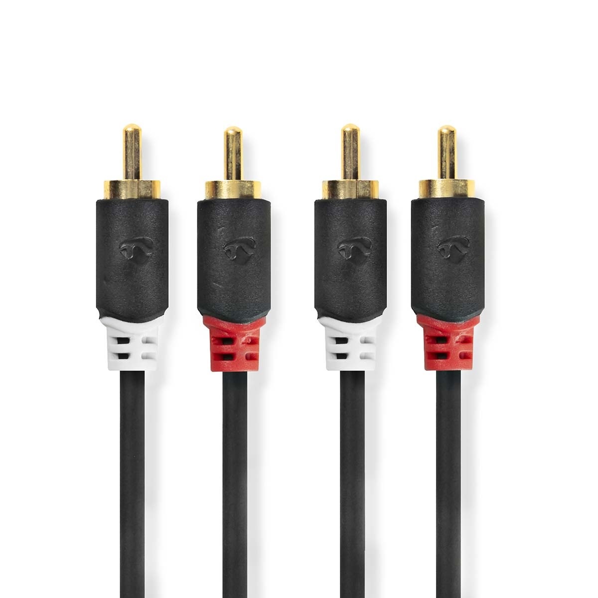 Nedis Stereo-Audiokabel | 2x RCA Male | 2x RCA Male | Verguld | 0.5 m | Rond | Antraciet | Doos