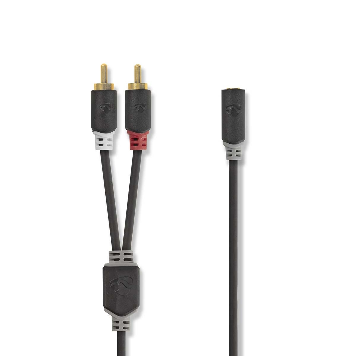 Nedis Stereo-Audiokabel | 2x RCA Male | 3,5 mm Female | Verguld | 1.00 m | Rond | Antraciet | Doos