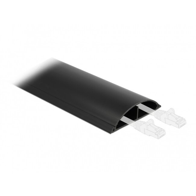 Kunststof kabelgoot half-rond met zelfklevende plakstrip - 100 x 11,9 cm / zwart
