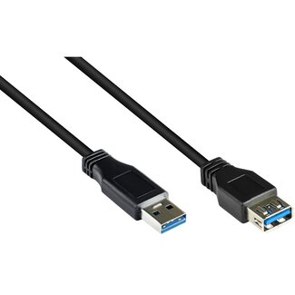ACT USB naar USB verlengkabel - USB3.0 - tot 0,9A / zwart - 0,50 meter