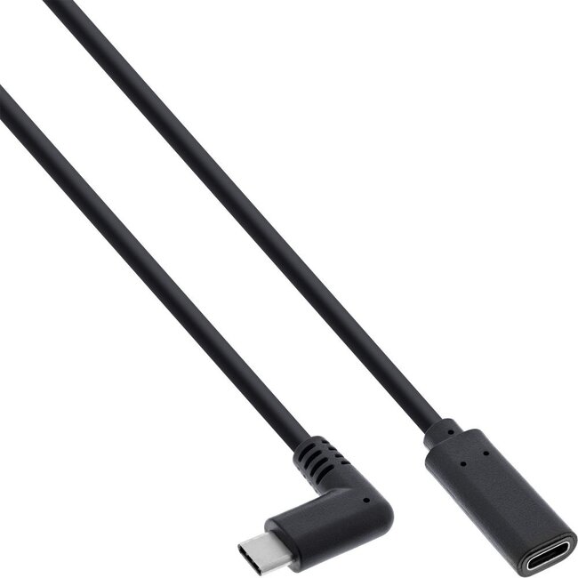 Premium USB-C haaks naar USB-C verlengkabel - USB3.0 - tot 20V/3A / zwart - 2 meter