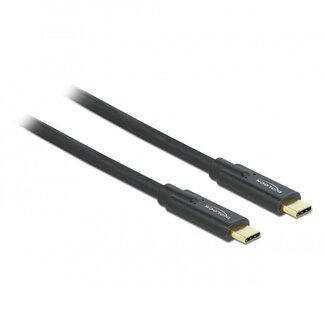 DeLOCK Premium USB-C naar USB-C kabel met E-Marker chip - USB3.2 (tot 10 Gbit/s) - PD tot 20V/5A - video tot 8K 30Hz / zwart - 0,50 meter