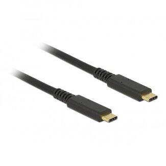 DeLOCK Premium USB-C naar USB-C coaxiale kabel met E-Marker chip - USB3.2 (tot 10 Gbit/s) - PD tot 20V/3A - video tot 8K 30Hz / zwart - 1 meter