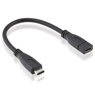 Roline Premium USB-C naar USB-C verlengkabel - USB3.2 (tot 10 Gbit/s) - PD tot 20V/5A / zwart - 0,15 meter
