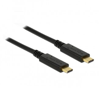 DeLOCK Premium USB-C naar USB-C kabel met E-Marker chip - USB3.2 (tot 10 Gbit/s) - PD tot 20V/3A - video tot 8K 30Hz / zwart - 1 meter
