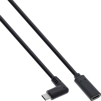InLine Premium USB-C haaks naar USB-C verlengkabel - USB3.2 (tot 10 Gbit/s) - PD tot 20V/3A / zwart - 0,50 meter