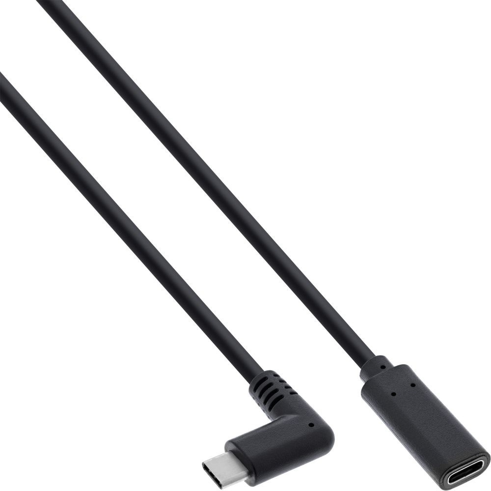 USB-C 3.2 Gen 2 haakse verlengkabel Zwart 0,5 meter