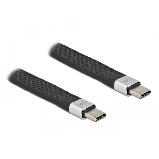USB-C naar USB-C siliconen kabel met E-Marker chip - USB2.0 - tot 20V/5A / zwart - 0,10 meter
