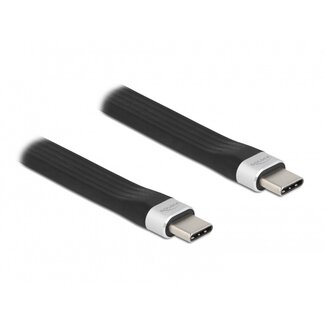 Roline USB-C naar USB-C siliconen kabel met E-Marker chip - USB3.2 (tot 10 Gbit/s) - PD tot 20V/3A - video tot 8K 30Hz / zwart - 0,10 meter