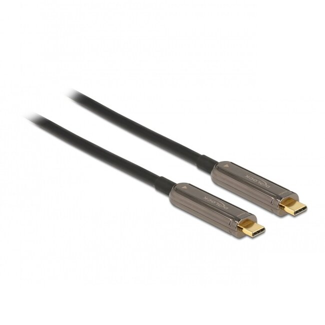 DeLOCK actieve optical fiber USB-C naar USB-C video kabel - 4K 60Hz HDR / zwart - 25 meter