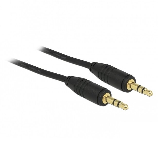 3,5mm Jack stereo audio kabel - verguld / zwart - 1 meter