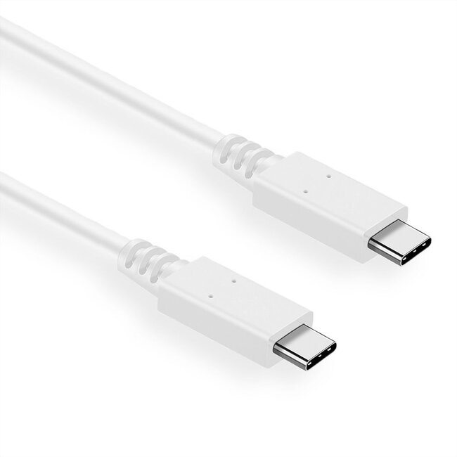 USB-C naar USB-C kabel met E-Marker chip - USB3.2 (tot 10 Gbit/s) - PD tot 20V/5A - video tot 8K 30Hz / wit - 1 meter